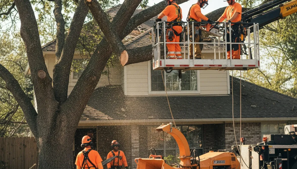 Emergency tree removal crew in Saint Petersburg, FL clearing storm-damaged trees safely