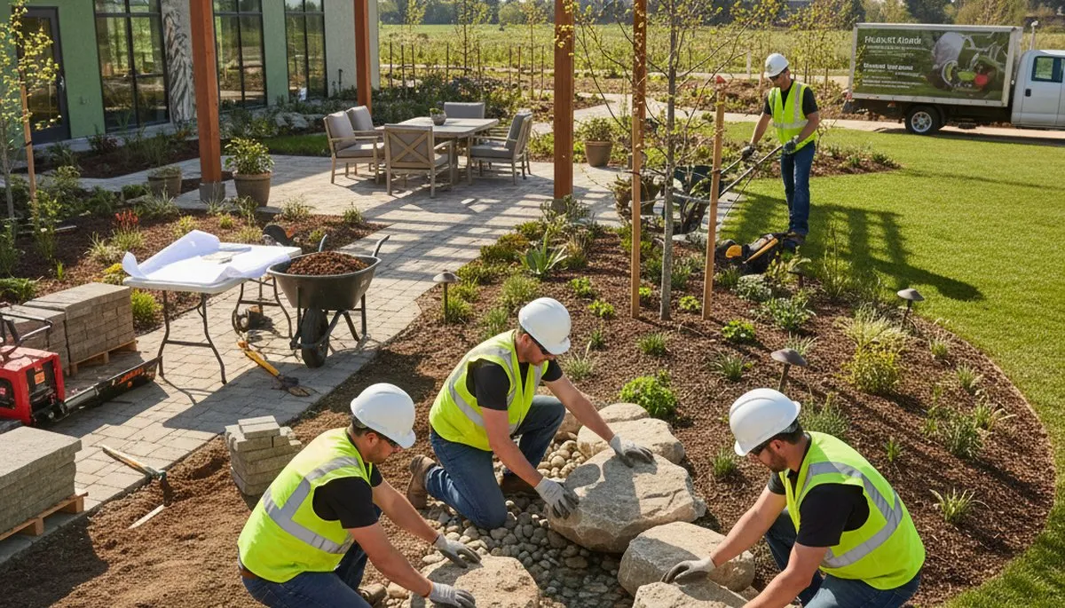 Landscape design for tree service in Saint Petersburg, FL, with coastal-friendly outdoor planning